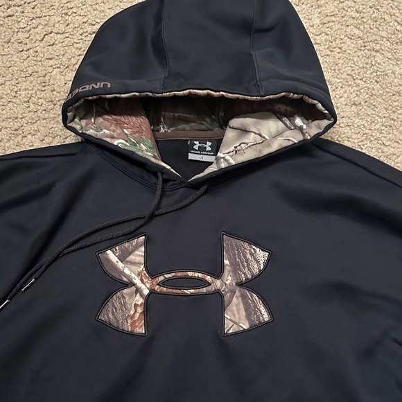 Under Armour Mens Hoodie Realtree Camo Logo Pullover Sweatshirt Black Size L - Picture 4 of 7